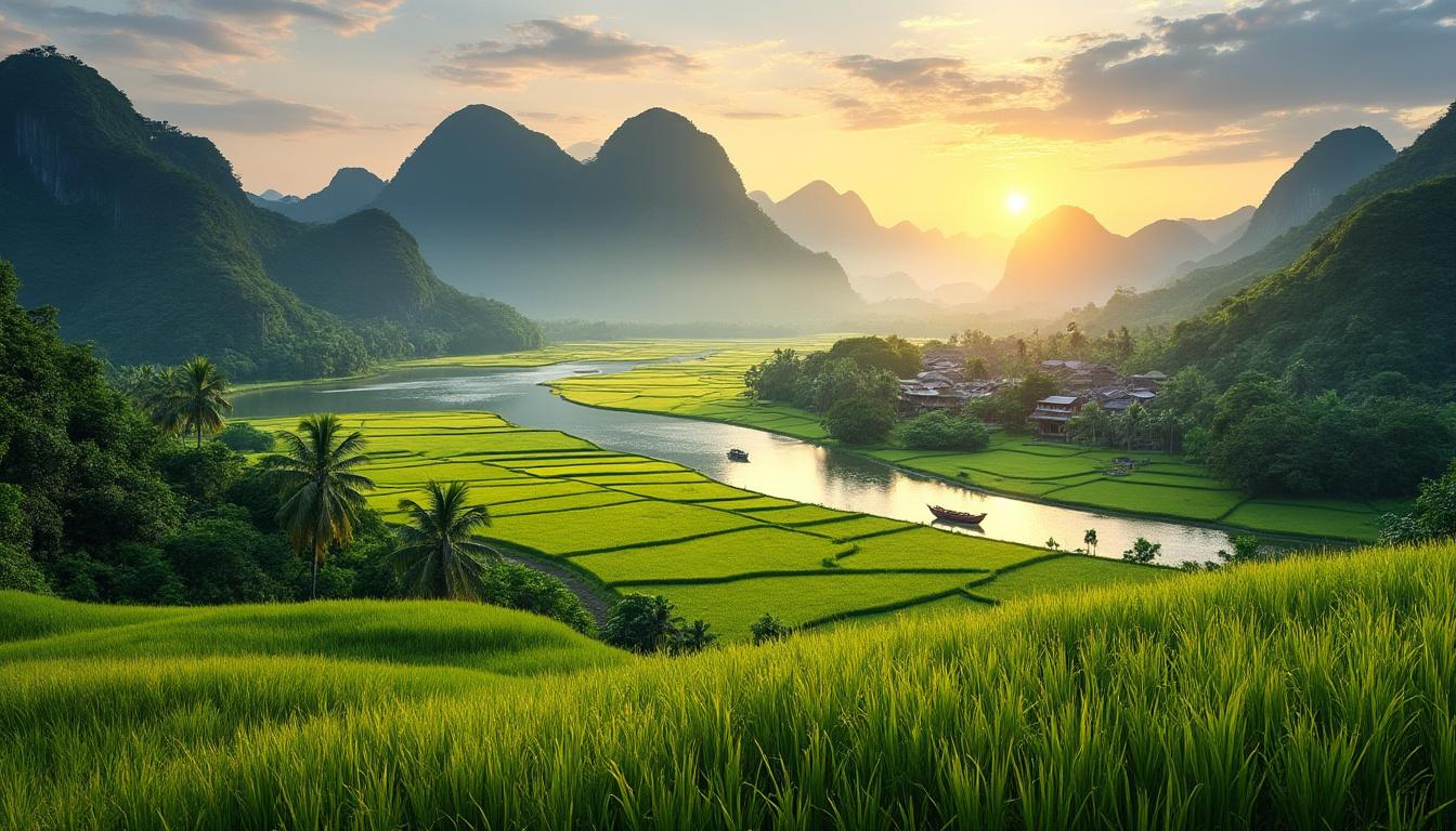 découvrez les paysages typiques du laos : montagnes verdoyantes, rizières en terrasse, plaines fertiles, rivières majestueuses et villages traditionnels. un voyage authentique au cœur d'une nature préservée.