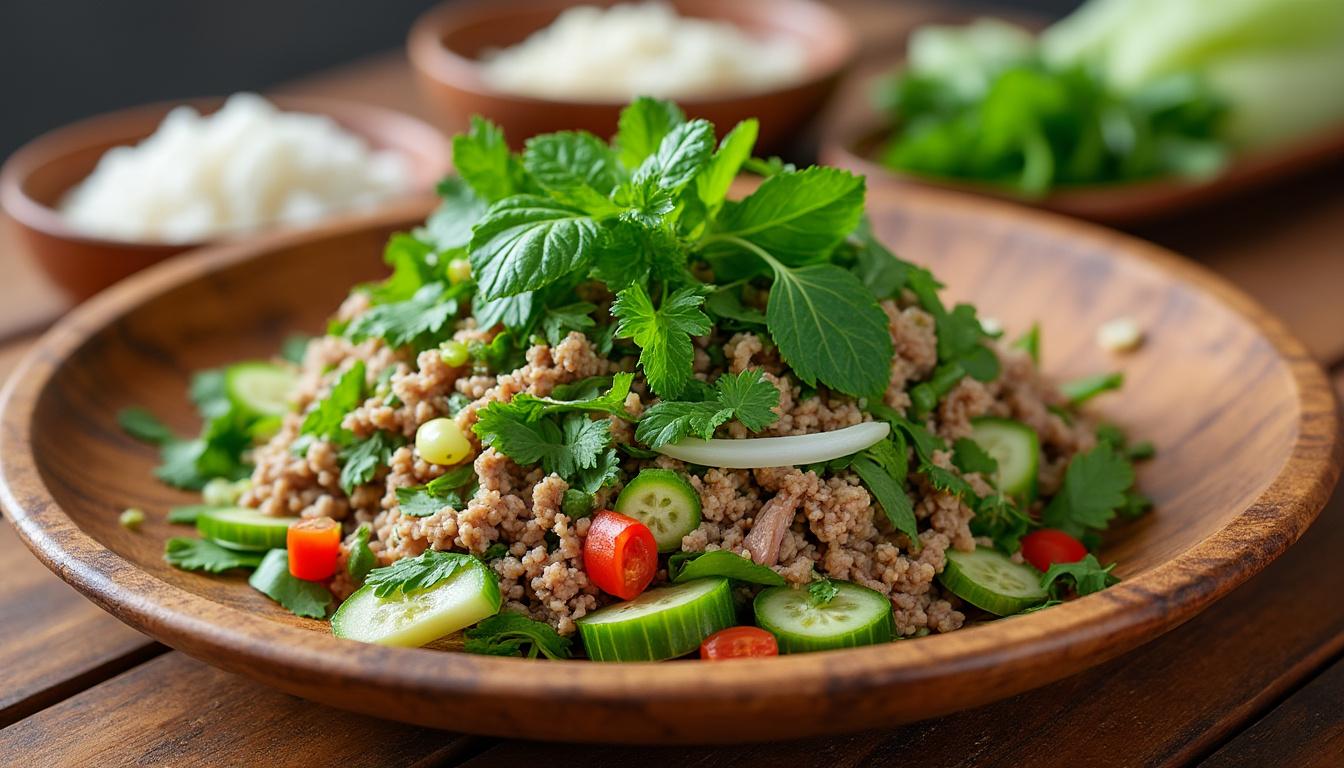 découvrez les plats typiques du laos, une cuisine riche en saveurs avec des spécialités comme la laap, le tam mak hoong et le khao niaw, reflet de la culture laotienne.